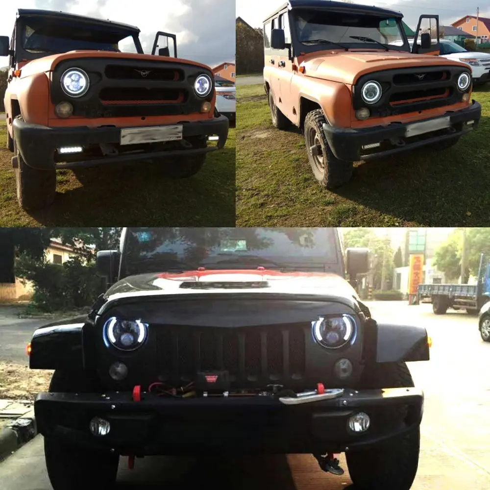 Для UAZ 4x4 Jungle Lada urban Niva 7 ''светодиодные фары H4 дальнего ближнего света для Jeep JK TJ