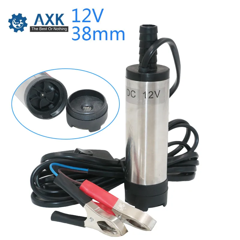 

Bottom Removable 38mm DC 12V Water Oil Diesel Fuel Transfer Pump Submersible Pumps Car Camping New Stainless Steel DT372