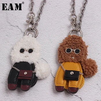 

[EAM] Women Split Joint Pu Leather Chain Long Necklace New Temperament Fashion Tide All-match Spring Autumn 2020 19A-a500