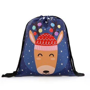 

backpack bags fashion Women mini drawstring Christmas Backpack 3D printing travel softback bags men drawstring bag Female new
