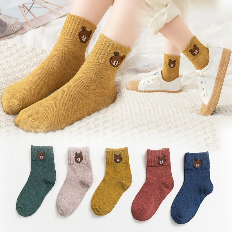 5 пар детских носков, различные стили, носки для малышей, осенние и зимние хлопковые носки для девочек и мальчиков - Цвет: 1