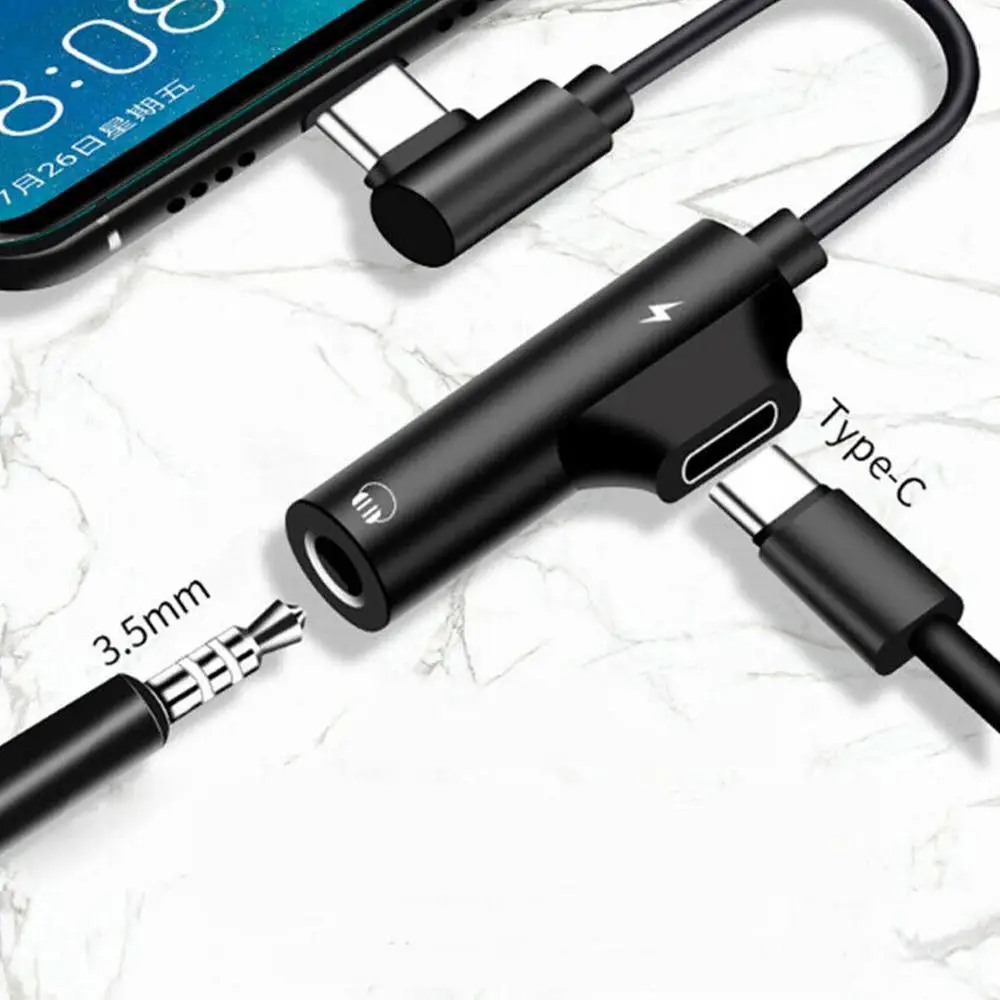 Usb Разветвитель для наушников с разъемом Type C на 3 5 мм Кабель адаптер Huawei Mi6