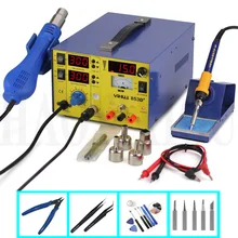 YIHUA 853D+ 3A Высокая мощность цифровой дисплей паяльная Тепловая пушка Регулируемая температура BGA паяльная станция+ паяльник