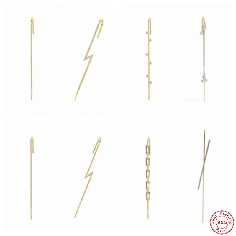 100%-pendientes de plata de ley 925 con gancho para oreja, Piercing de circonita, con gancho envolvente