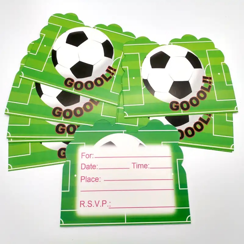 10 Pieces Bebe Douche Decoration Dessin Anime Ballon De Football Football Theme Fete Cartes D Invitation Enfants Garcons Faveurs Joyeux Anniversaire Fournitures Aliexpress