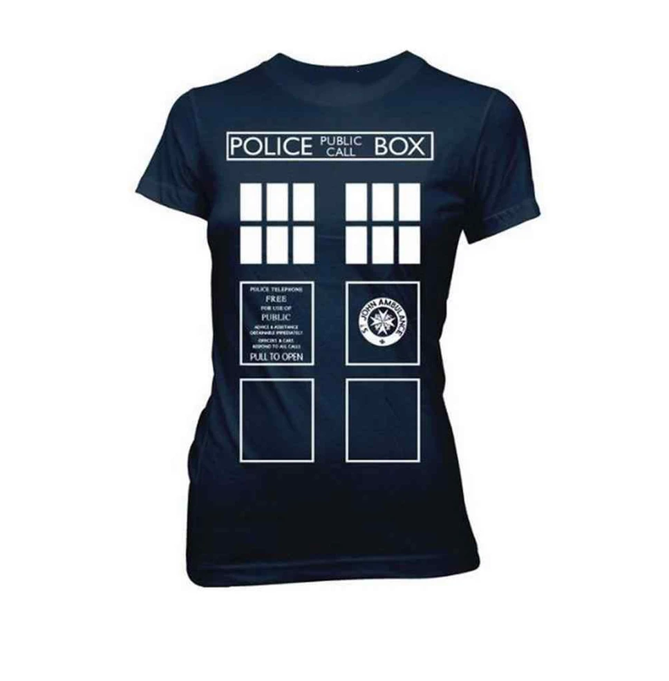 Костюм Доктора Кто синяя футболка для подростков Tardis удобная | Мужская одежда