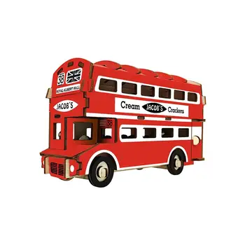 

3D Wooden Three-Dimensional Puzzle Board DIY Simulation Model Double-Decker Bus London For Kids party favor bitrthday gift