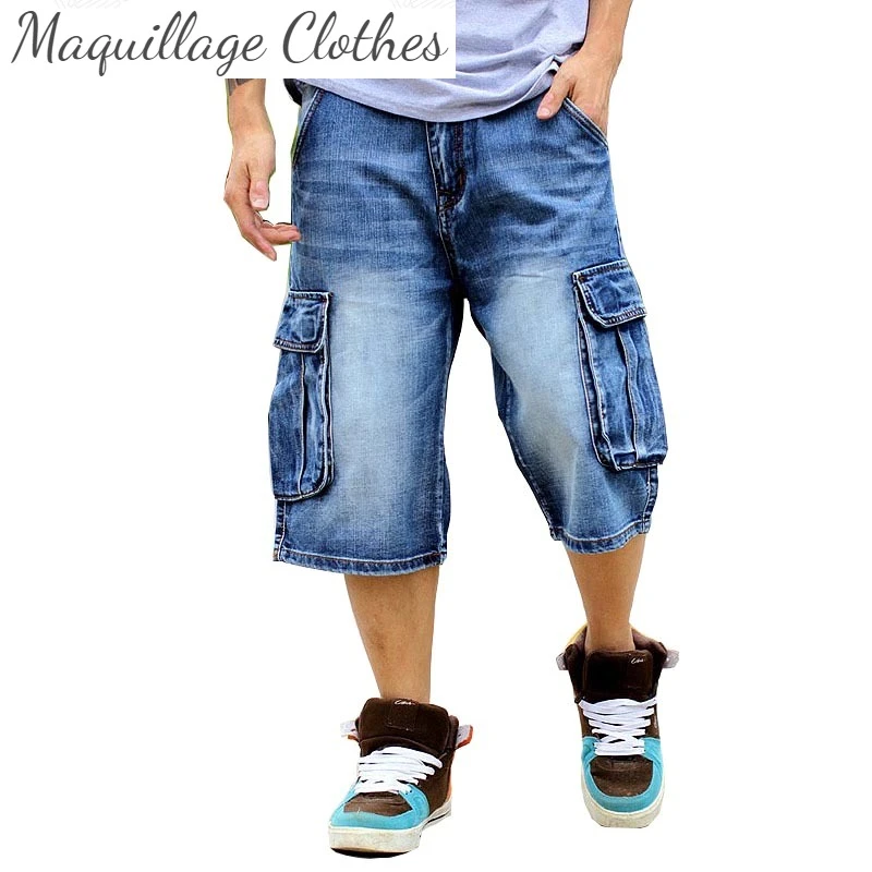 Hip Hop Baggy Denim Loose Streetwear Jeans Shorts For Male Washed|Jeans| - AliExpress