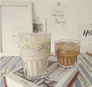 

Glass Bottle Daisy Flower Transparent Plastic Water Bottle Cartoon Water Bottles Leak-proof Drinkware Cute Student Girl Gift Cup