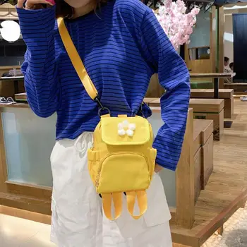 

Cute Travel Backpacks Women Casual Flower Knapsack Preppy Style School Satchel Bags Canvas Rucksack Small Should Crossbody Bag