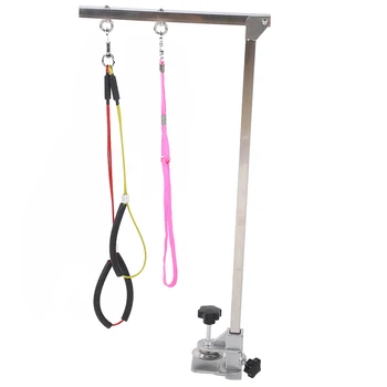 

Pet Grooming Desk Hanger Fixed Dogs with Steel Wire Hanging Rope Stainless Steel Folding Bracket Contain Clamp