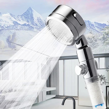 

Multifunction 3 Function Filter 45 ° shaking Shower Head with Stop Switch Bathroom Show Electroplated Water Saving Spray Nozzle