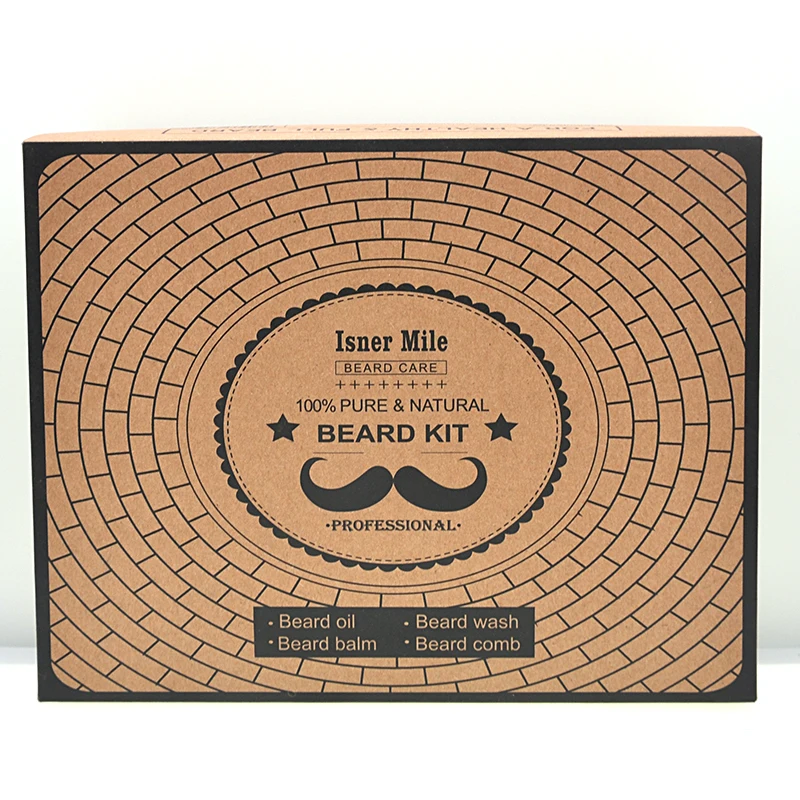

ISNER MILE 4pcs/set Beard Grooming kit Beard Oil Moisturizing Wax Smooth styling Blam Moustache Oil Beard Wash Beard Care kit