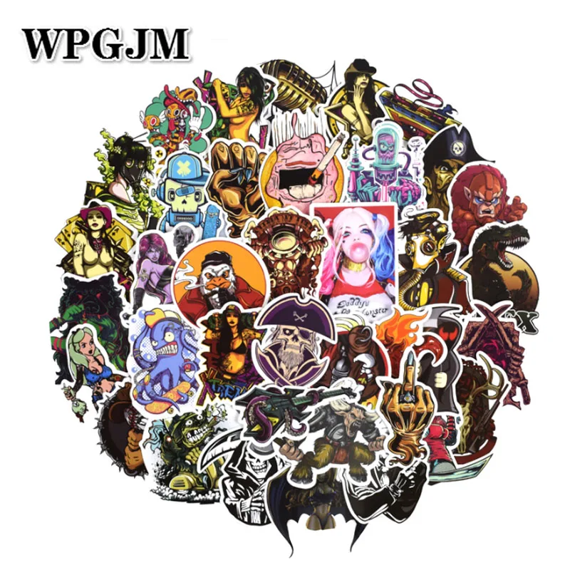 

100pcs Terror Stickers Mixed Dark Sexy Graffiti Stickers for DIY Sticker on Bicycle Luggage Laptop Skateboard Fridge Guitar