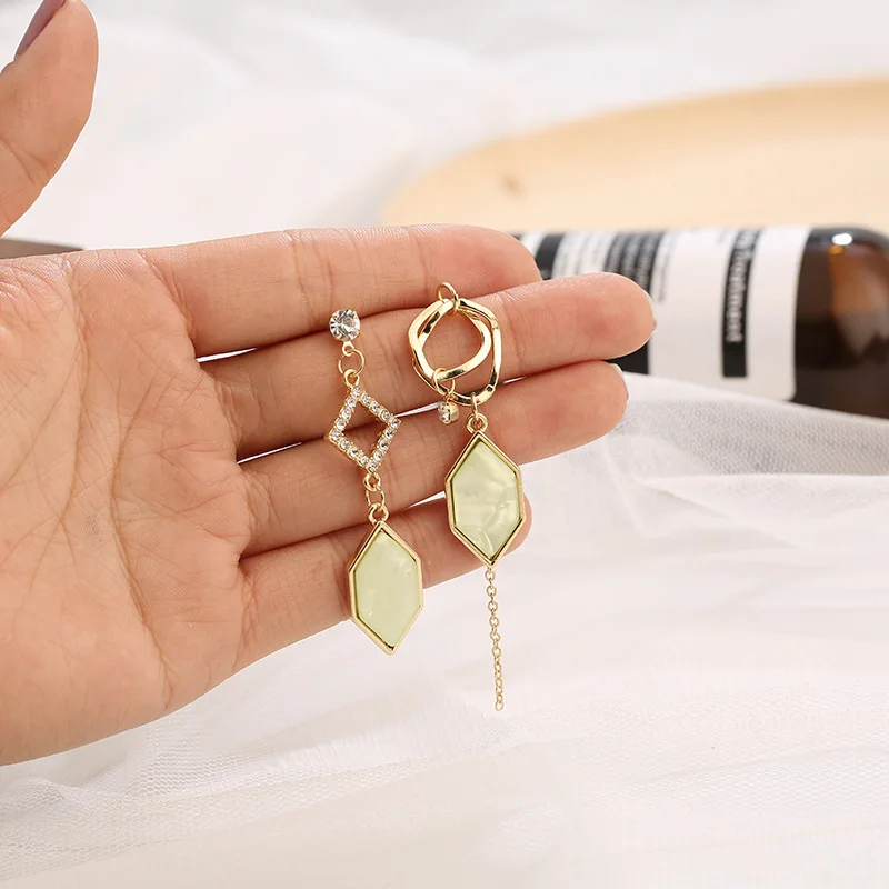 

2020 Korean Rhinestone Asymmetrical Geometric Dangle Drop Earrings For Women Pendientes Long Drop Tassel Earring