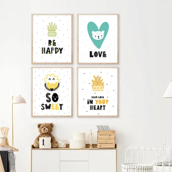 

Kids Room Wall Art Pictures Nordic Cartoon Quotes Posters and Prints Nursery Canvas Painting Baby Boys Girls Room Art Wall Decor