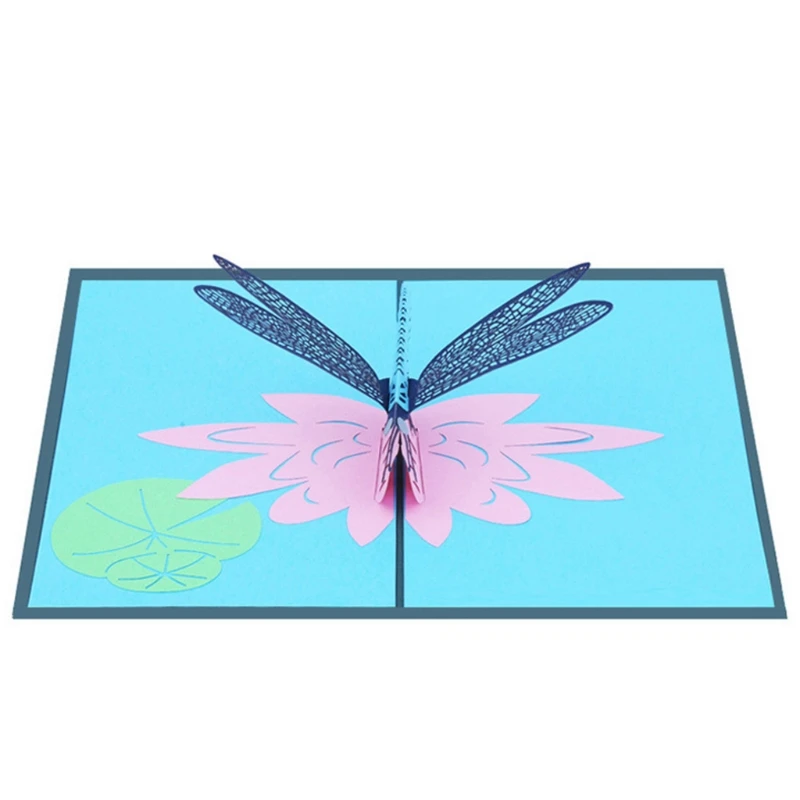  3D Pop Up Greeting Card Dragonfly Handmade Birthday Christmas Wedding Invitation D08D - 4000357852083