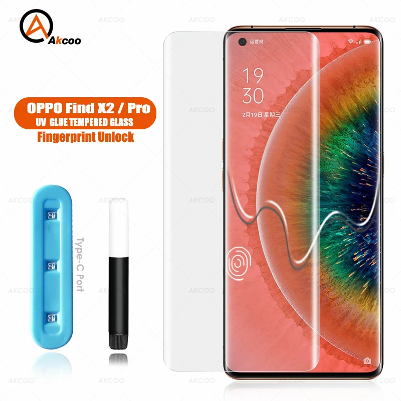 Akcoo Find X2 Pro Защитная УФ пленка для экрана oppo find Закаленное стекло с олеофобным