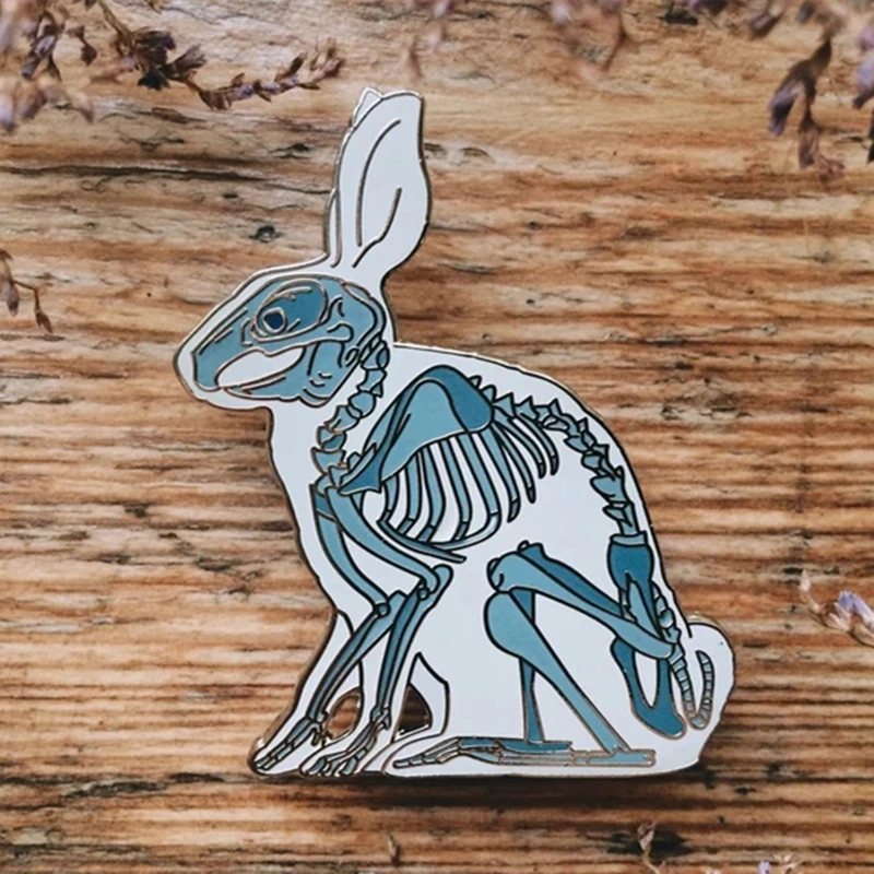 Креативный жесткий эмалированный значок в стиле панк животное рентген белый