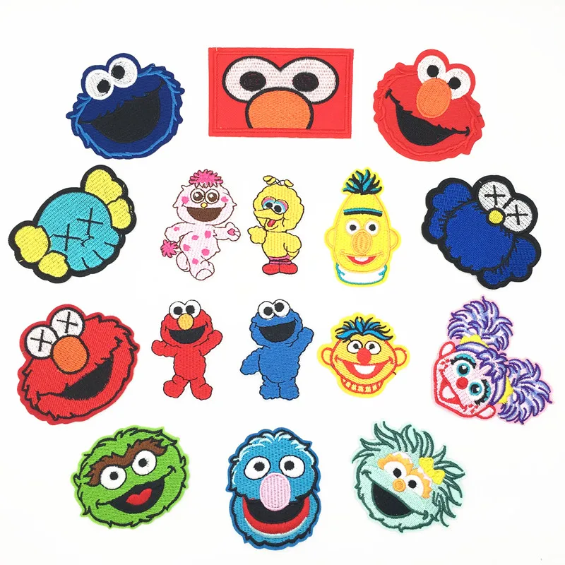 

Cartoon Sesame Street Iron On Patches For Clothing Cute DIY Patch Embroidered Stickers On Clothes Applique Elmo Cookie Monster