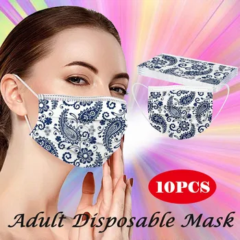 

10pcs Adult's Disposable Mask Three-layer Non-woven Facemask Breathable Outdoor Protection Mouth Masks Ear Loop Mascarilla