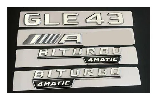 Хром для GLE43 Для AMG BITURBO 4matic значок на крыло, логотипы марок машин для Mercedes Benz W166 C292 - Цвет: 4pcs shiny silver