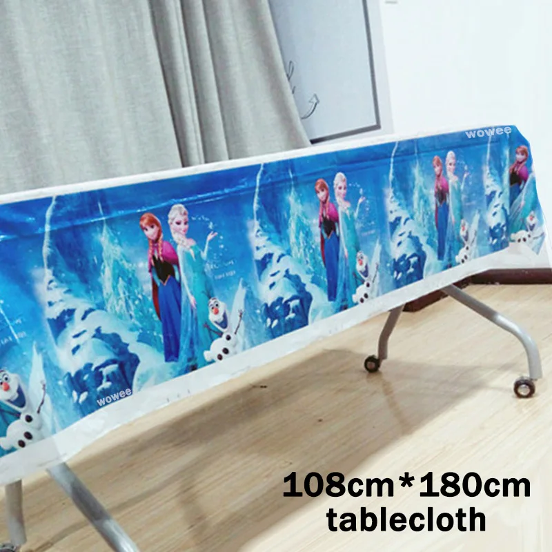 108180cm Tablecloth 180*108 см вечерние скатерти с изображением Эльзы и Анны из мультфильма «Холодное сердце» для вечеринки в честь Дня Рождения - Цвет: 108180cm Tablecloth