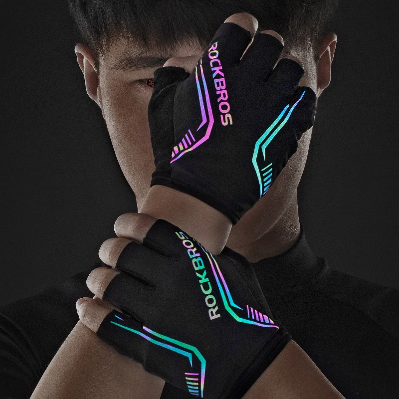 ROCKBROS Cycling Gloves Half Finger Summer Men Women MTB Road Bike Gloves Shockproof Breathable Bicycle Cycling Equipment 4