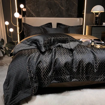 New Luxury Black Gold Yarndyed Jacquard Egyptian Cotton 2