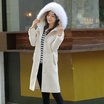 

Fur Collar Woolen Winter Coats Elegant Wool Coat And Jacket Long Ladies Coats