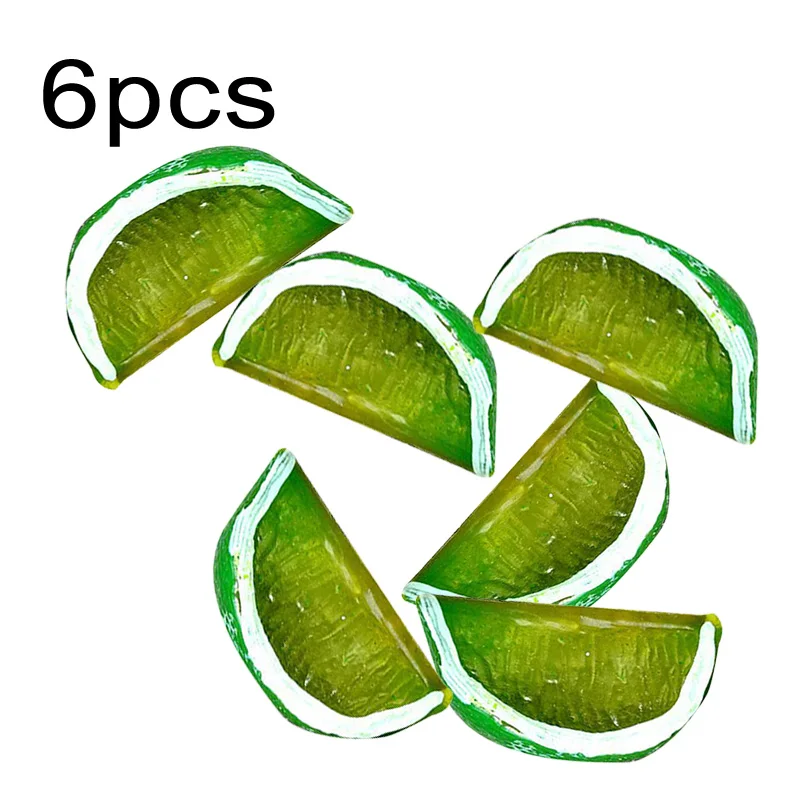 

6pcs Artificial Plastic Lemon Slices Lifelike Decorative Fake Fruit New
