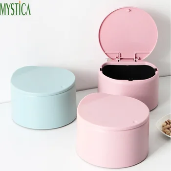 

European Pressing Type Trash Can Mini Desktop Waste Bin Home Dustbin Parlor Garbage Clean Tools Storage Bucket Office Trash Bins