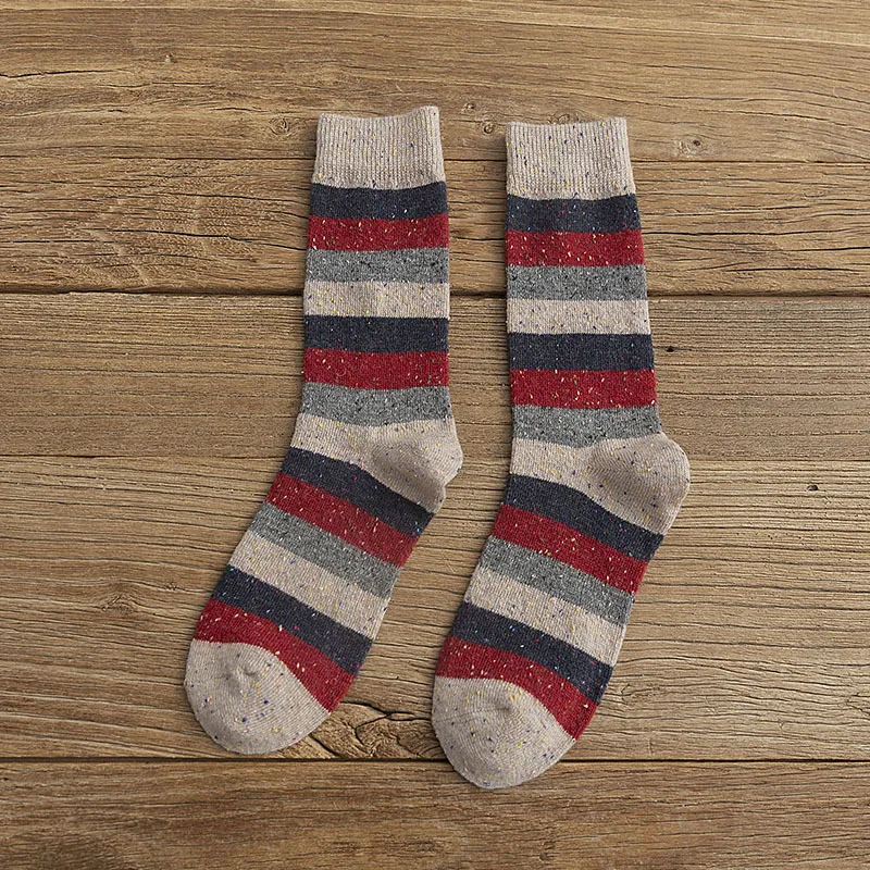 Толстые и теплые шерстяные носки для женщин на осень и зиму, японский корейский стиль, полосатые носки в горошек для женщин среднего возраста 092903 - Цвет: 04