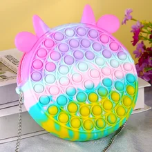 

New Silicone Bag Macaron Rainbow Fingertip Toys Sensory Game Push Bubble Simple Dimmer Decompression Toy Adult Kids Fidget Gifts