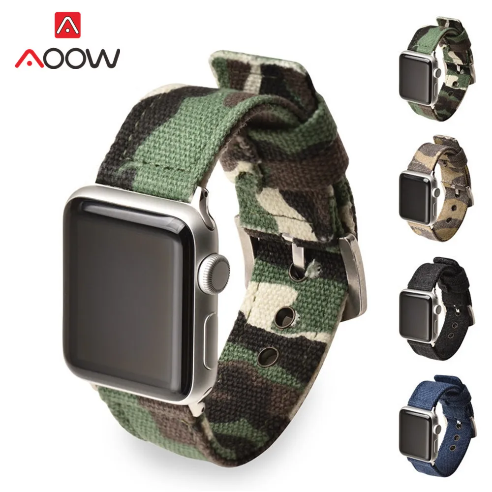 

Camouflage Nylon Watchband for Apple Watch iwatch 4 40mm 44mm Sport Canvas Belt Strap Bracelet Band for 38mm 42mm Series 3 2 1