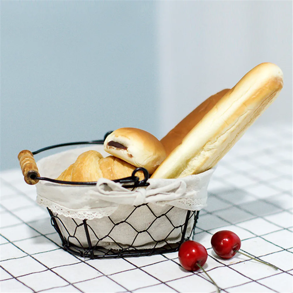 Сельских металлический стол корзина для хранения с ручкой минималистский пасторальный хлеб Еда фруктов косметический Полотенца Органайзер Домашний для хранения корзины