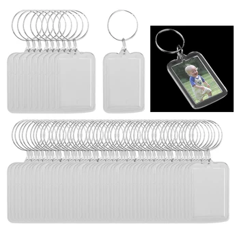 

600Pcs Acrylic Transparent Ring Keychain DIY Logo Photo Frame Lightweight