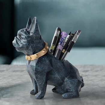 

PASTORAL RESIN PUPPY STORAGE PEN HOLDER FIGURINES CRAFTS GEOMETRIC SHAPE ORNAMENTS HOME LIVINGROOM DESKTOP SCULPTURE DECORATION