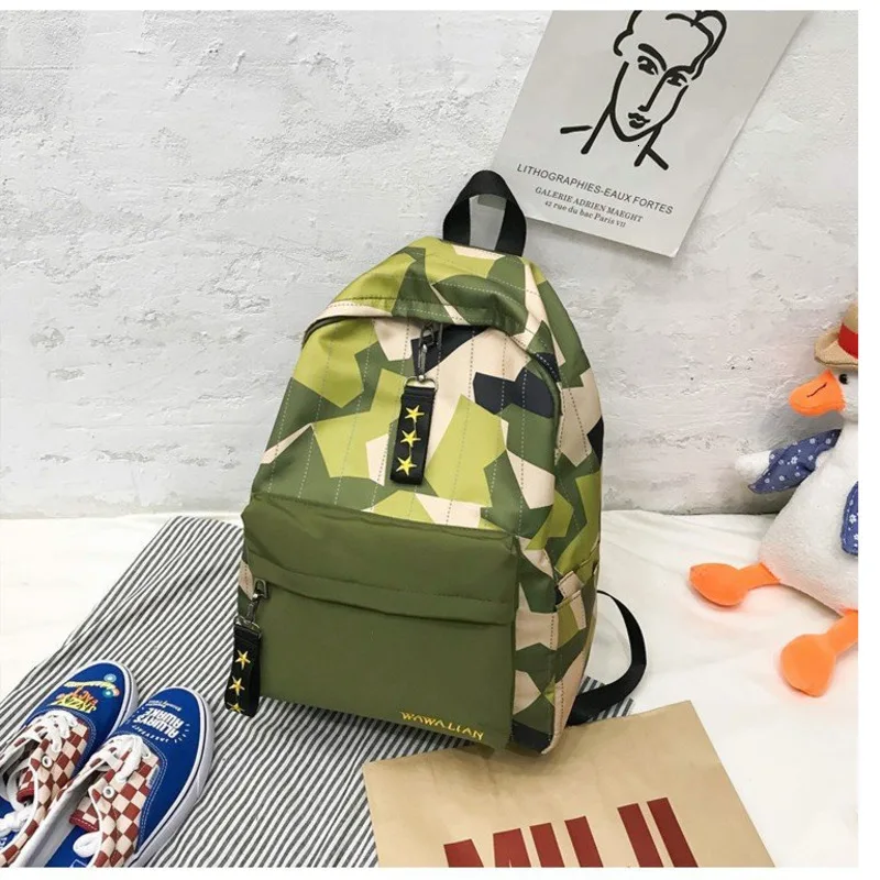 

Ins A Bag Woman Both Shoulders Package Camouflage Cool Colors Backpack Will Capacity Lovers Travel Backpack