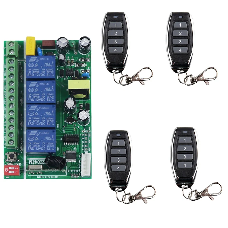 Смарт несколько AC85V 256V 10A 315/433 МГц 4CH 4 CH беспроводное реле RF дистанционное