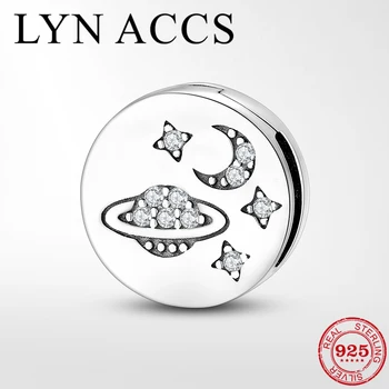 

2019 New 925 Sterling Silver Cosmic stars & Moom Clip Beads Charms Fit Original Reflexion Watch Bracelet Women Fine Jewelry Gift