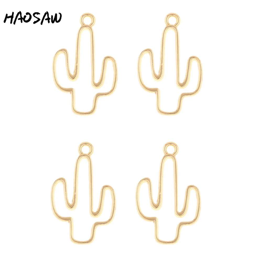 

HAOSAW 16*25MM 6Pcs/Lot Hollow Cactus Charm/Plant Charm Jewelry/Hand Made Earring Findings/Jewelry Charm/Earring DIY Charms