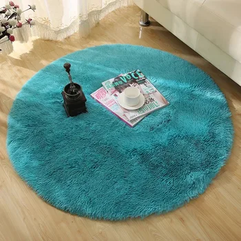 

Round Carpet 120/160/200Cm For Living Room Bedroom White Blue Soft Faux Sheepskin Fur Area Rug Nodic Floor Mat Shaggy Home Decor