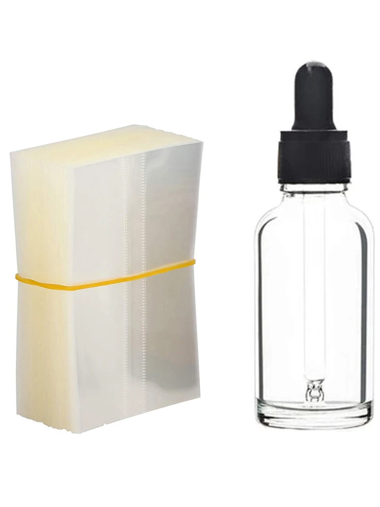 200Pcs PVC Heat Shrink Wrap Film Clear Flat Bag for 30ml Glass Dropper Bottle 