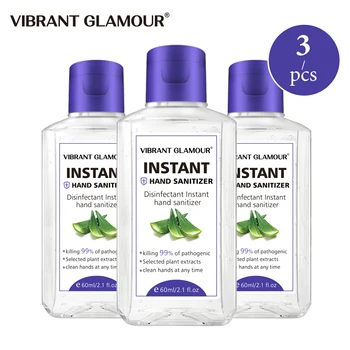 

VIBRANT GLAMOUR Aloe Vera Extract Hand Sanitizer gel Silver Ion waterless Portable Clean Hand 3pcs
