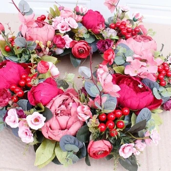 

Artificial Flower Wreath Door Ornaments Hanging Garland Autumn Rich Peony Wedding Birthday Party Favors Decorations