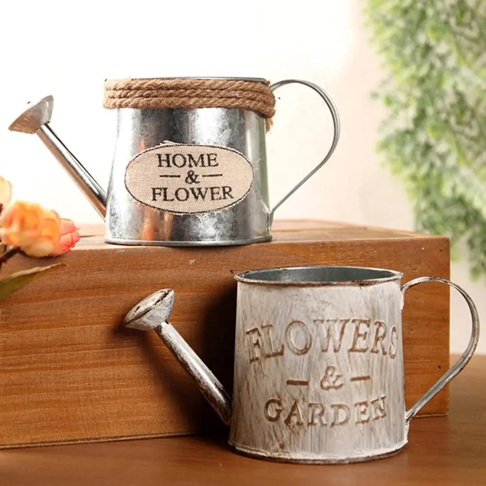 Vintage Letters Engraved Garden Bonsai Plant Flower Iron Watering Can Pot Kettle | Дом и сад