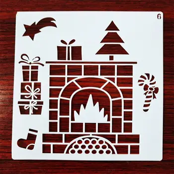 

12 Pieces Christmas Stencils Template Reusable Plastic Craft for Art Drawing Pai M0XB