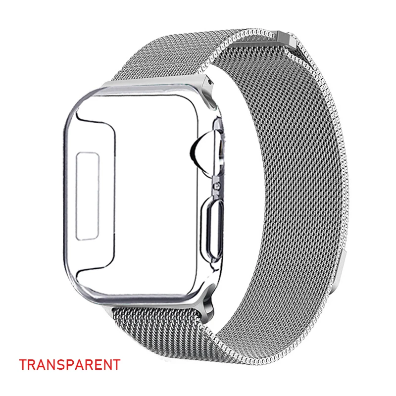Transparent case Миланский ремешок+ чехол для 38 мм 42 мм apple iwatch series 3 2 1 ремешок 40 мм 44 мм для apple watch 4 pulseira аксессуары для браслетов - Цвет ремешка: Transparent case