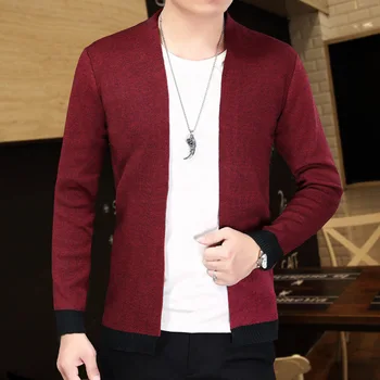

2020 Men's Spring New Model Slim Knitted Long-Sleeved Cardigan Adolescents Long Sleeve Casual wu kou Sweater